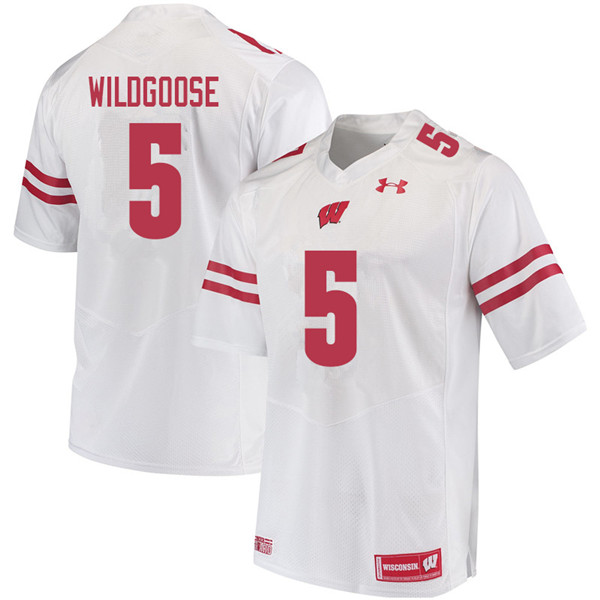 Wisconsin Badgers Men's #5 Rachad Wildgoose NCAA Under Armour Authentic White College Stitched Football Jersey YO40M08OG